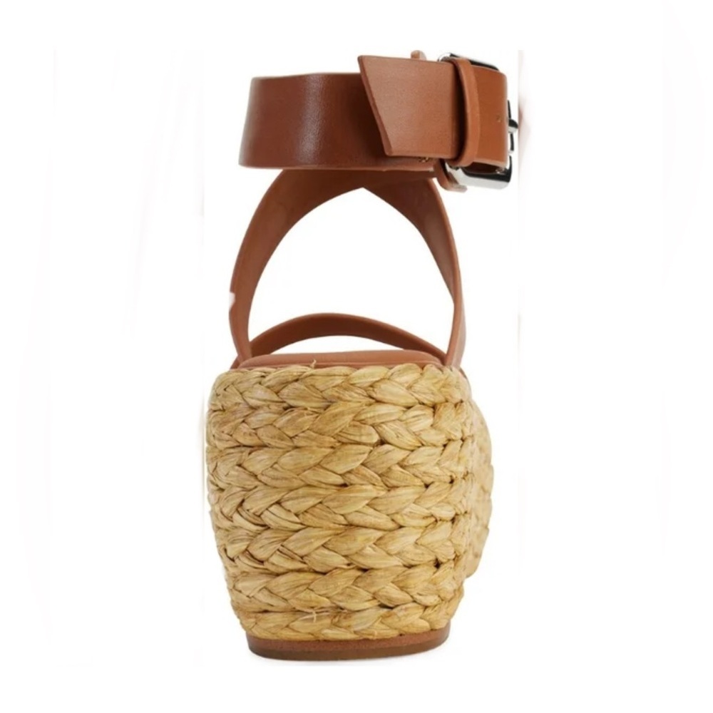 DONNA KARAN Pure $210 Lolah Ankle Strap Raffia Platform LEATHER Sandals Size 10 - Picture 3 of 10